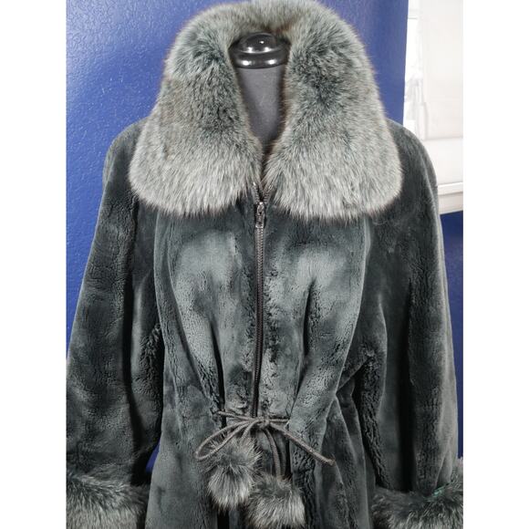 Gorgeous Green Sheared Beaver & Fox Fur Coat Jacket - Picture 2 of 7